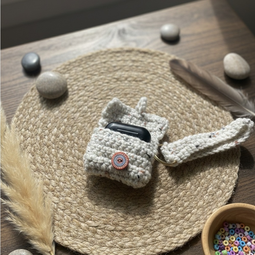 Handmade Crochet Tablet Case - Cream